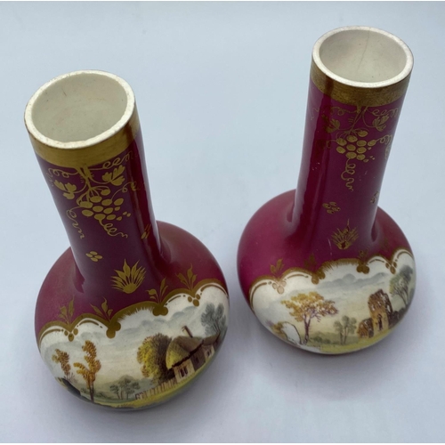 568 - A very early H&R Daniel Rose Vases circa 1822 in good condition, 12cm tall (2)