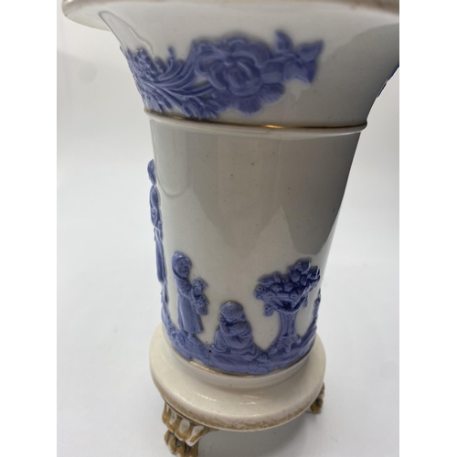 588 - Davenport 3 footed vase, 15cm tall in good condition