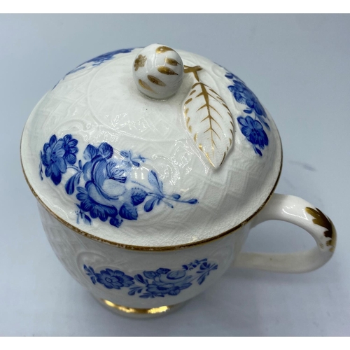 598 - Unusual tea cup with lid thought to be a very early H&R Daniel work, in good condition