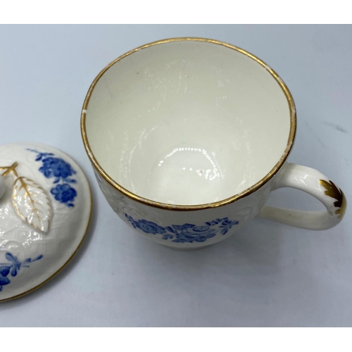 598 - Unusual tea cup with lid thought to be a very early H&R Daniel work, in good condition