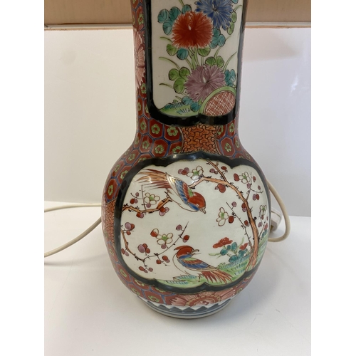 600 - Vintage Oriental ceramic vase converted into a light with modern wiring, 68cm tall