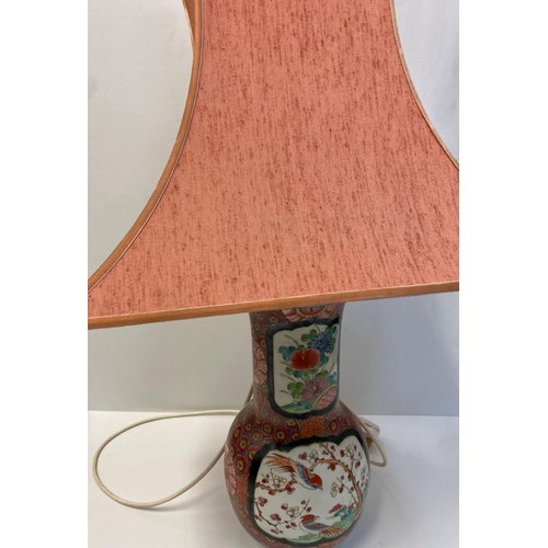 600 - Vintage Oriental ceramic vase converted into a light with modern wiring, 68cm tall