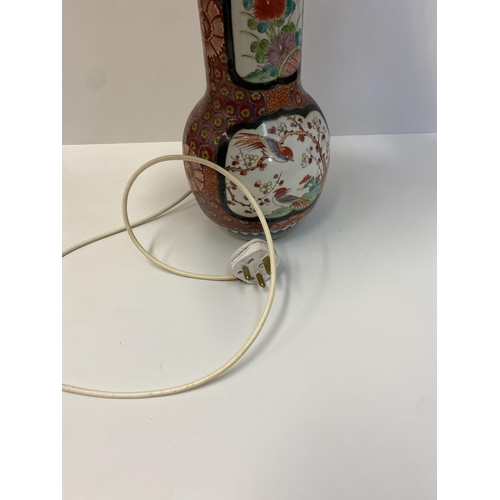 600 - Vintage Oriental ceramic vase converted into a light with modern wiring, 68cm tall