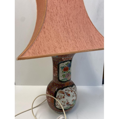 600 - Vintage Oriental ceramic vase converted into a light with modern wiring, 68cm tall