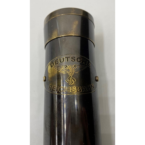 548 - Nazi Telescope with German wording and swastika, brass with Zeiss lens, known as the German railway ... 