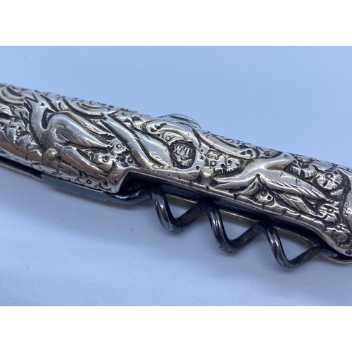 549 - Victorian Silver gentleman’s companion knife ,having a corkscrew, scissors and buttoner in pen knife... 