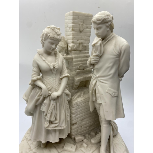 626 - Ceramic statue of Dicken’s characters Joe Willet and Dolly Varden, 24cm tall and 1.7kg weight.