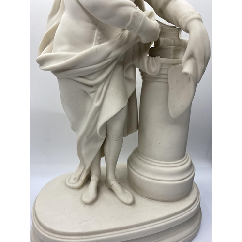 632 - Large ceramic statue of a scholar, 36cm tall and weight 2.3kg