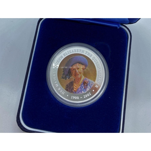 635 - Silver Cook Island 2002 one dollar coin ,celebrating the life of the Queen Mother, Coloured portrait... 