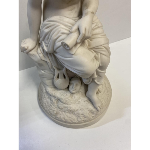 636 - Ceramic statue of a female entertainer, 34cm tall and weight 2.65kg