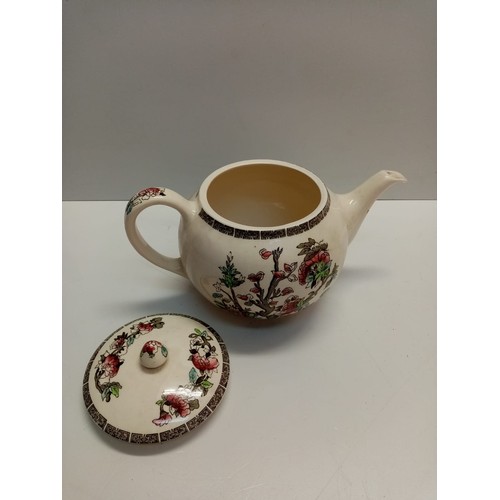 93 - Vintage Johnson Bros Teapot & Creamer Hand Etched.