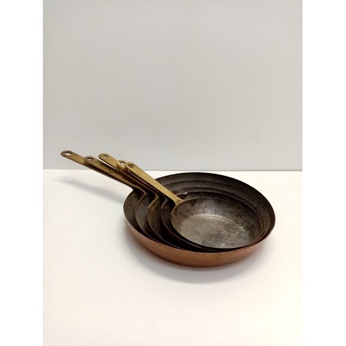 32 - Set of 5 Brass and Copper Vintage Skillets.