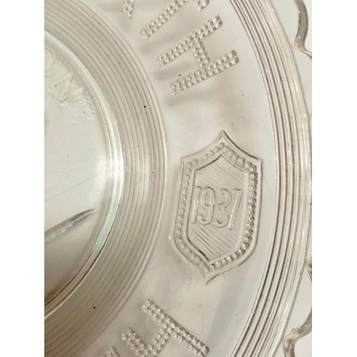 56 - 1937 Glass Dish Commemorating the Coronation of George VI and Elizabeth in Good Condition.