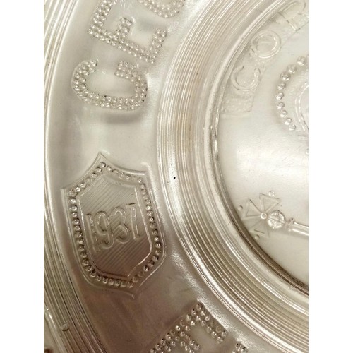 56 - 1937 Glass Dish Commemorating the Coronation of George VI and Elizabeth in Good Condition.