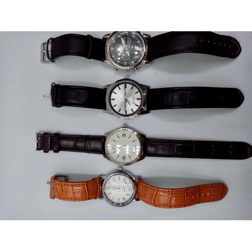 180 - A Selection of 6 New Quartz Watches, 5 with Leather Straps.