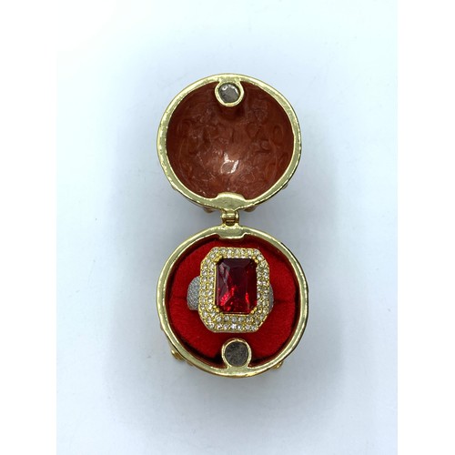 77 - A Silver (Marked 925) and 18K Gold Filled with Red and Clear Stones Presented in a 