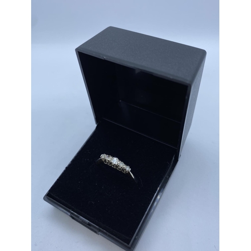 268 - 18ct Gold Ring with 5 Small Diamonds. 2.7g, Size P/Q.