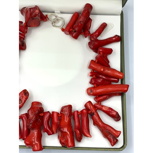 81 - A Red Coral Necklace of Large Proportions with Clasp Marked 