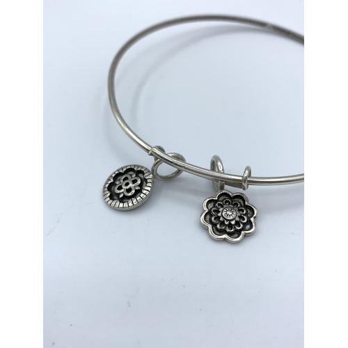 300 - Silver Bangle with 2 Charms 8g