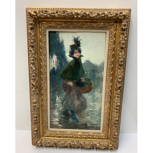 331 - 2x F.Alarcon Oil Paintings circa 1900 in ornate gilt frames, 48 x 32cm (2)