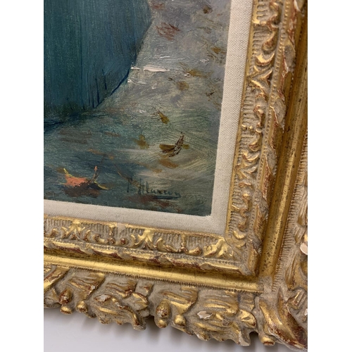 331 - 2x F.Alarcon Oil Paintings circa 1900 in ornate gilt frames, 48 x 32cm (2)