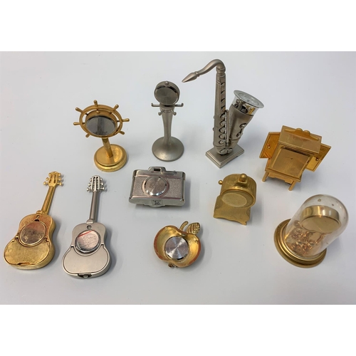 348 - 10x miniature Novelty Clocks ranging from 4cm to 14cm in height (10)