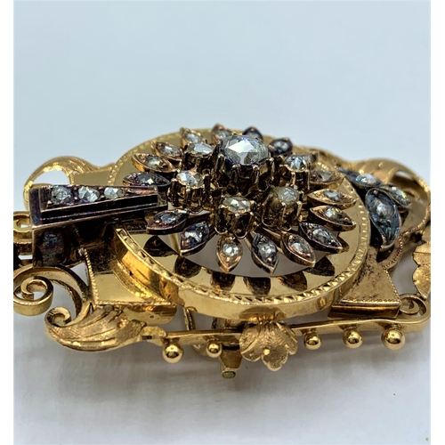 358 - An Antique Regency style French Diamond Brooch set in 18ct Rose gold, weight 16.5g