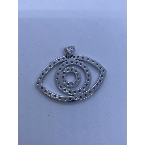 363 - Stone Set Silver Eye Pendant , 6.2g, 3.5cm Wide.