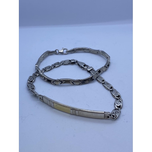 407 - 2x Silver Bracelets, weight 26.6g and 19cm long approx (2)