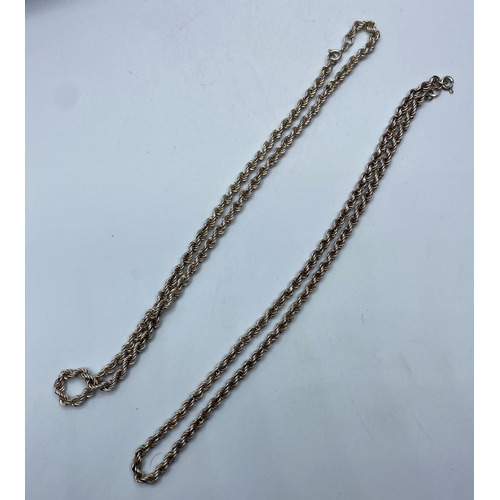 413 - 2x Twin rope silver Chains, weight 29g and 40cm long approx (2)