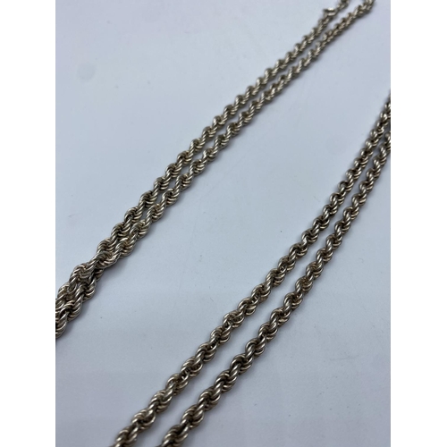 413 - 2x Twin rope silver Chains, weight 29g and 40cm long approx (2)