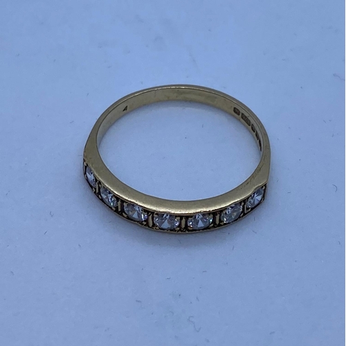 510 - 9ct Gold Stone Set Half Eternity Ring. Having Seven Sparkling Clear Stones to Top of Band. Full UK H... 