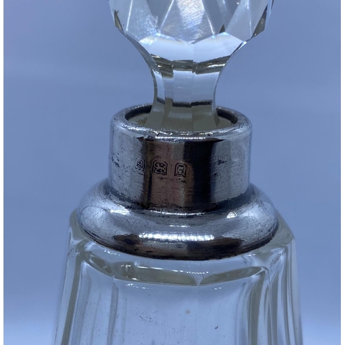 514 - Silver and Cut Glass Scent Bottle. Having Conical Form with a Silver Collar and Original Crystal Sto... 