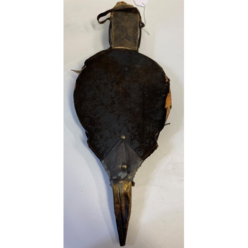 651 - Antique Brass sided leather Bellows, 48.5cm long approx leather parts well worn, brass plaque to sid... 