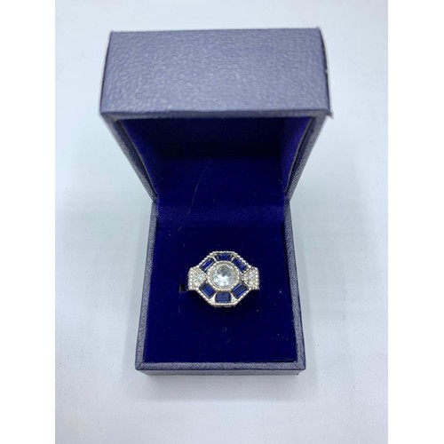 130 - Blue Hexagon Solitaire Dress Ring, 5.1g, Size N