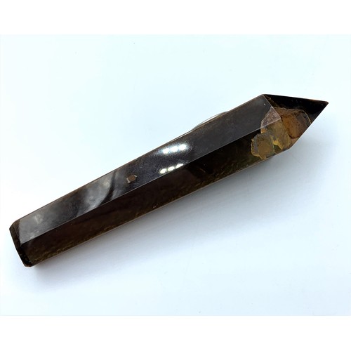 85 - A tiger's eye smoking (maybe opium) pipe - unused Length : 11cm weight 86g