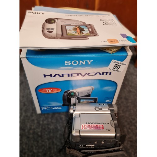 90 - Sony Handycam DCR-HC14E with Digital Video Cassettes in Original Box.