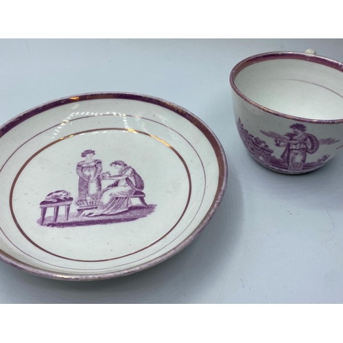 652 - Lustre cup and saucer (1800-1815) maker not known but Ridgway type handle