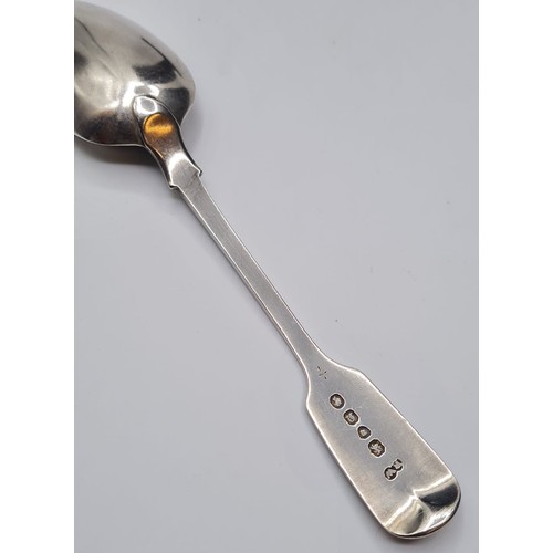 163 - Antique Silver Dessert Spoon. Fiddle Shape Design. Clear Hallmark for Robert Walls, London 1848, 17c... 