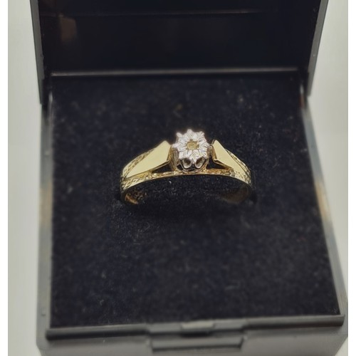 238 - 9ct Gold Ring With Illusion Setting,Small Diamond to Centre, Hallmark for 9ct, Size P.