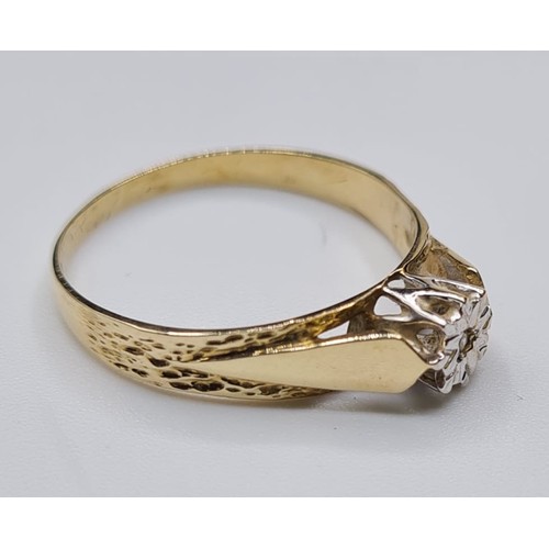 238 - 9ct Gold Ring With Illusion Setting,Small Diamond to Centre, Hallmark for 9ct, Size P.