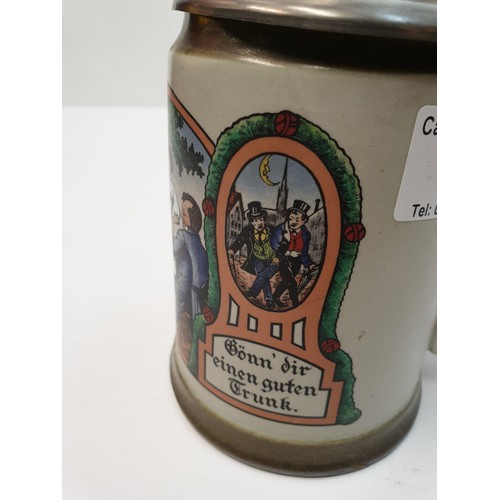 44 - WW2 German Lidded Stein,repaired  to base and handle.