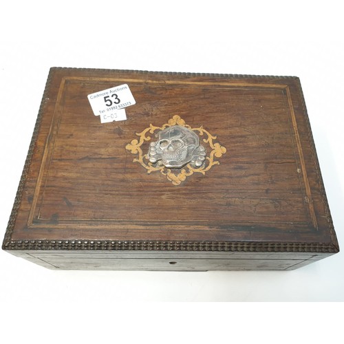 53 - WW2 German Cigar Box with Waffen SS Skull on the top.