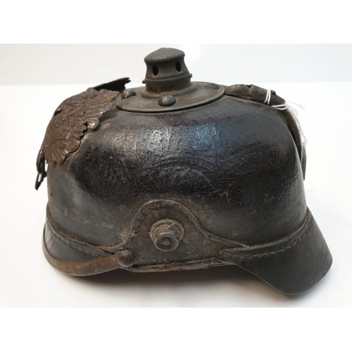 107 - WW1 Imperial German 1915 Pickelhaube. (Missing the detachable spike) Found in a cellar near Bapume, ... 