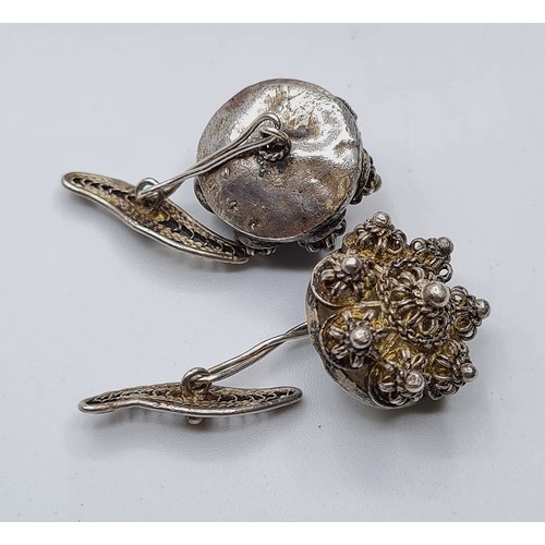 303 - Pair of Vintage Silver Cuff Links. Probably Indian.