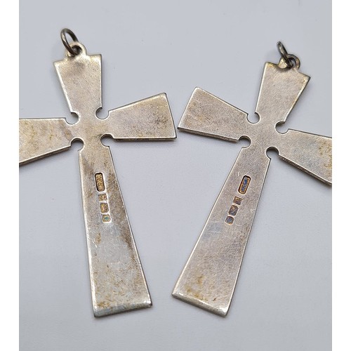 317 - Pair of Silver Crosses Clear UK Hallmarks to Undersides, 4.5cm Approx.