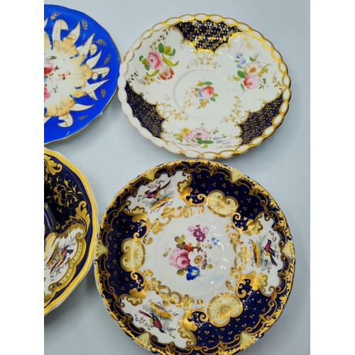 213 - 4 assorted saucers by H&R Daniel circa 1825