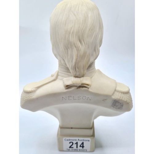 214 - A ceramic bust of Horatio Nelson, 20cms tall &.5kg