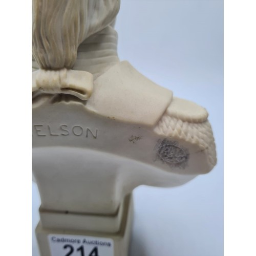 214 - A ceramic bust of Horatio Nelson, 20cms tall &.5kg