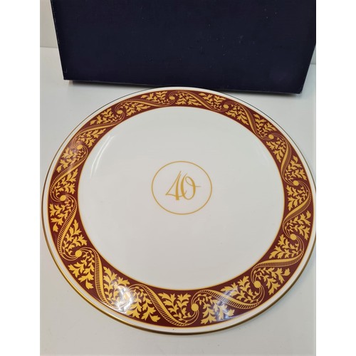 369 - A royal Worcester 40th occasions flat round plate, 28cms diameter, 1.05kg in presentation box